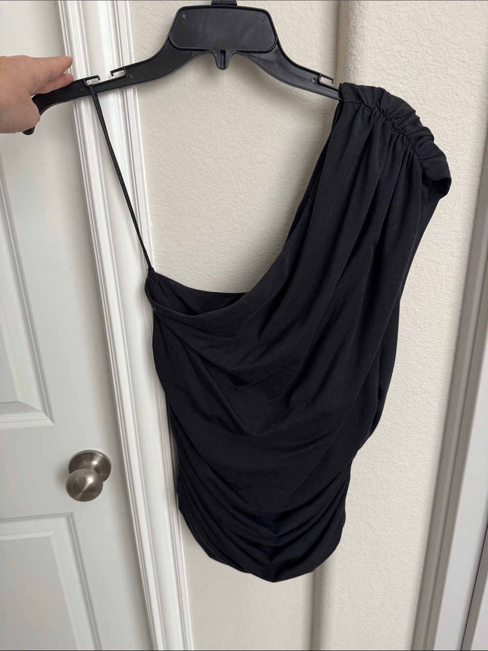 Abercrombie, One-Shoulder Black Draped Top